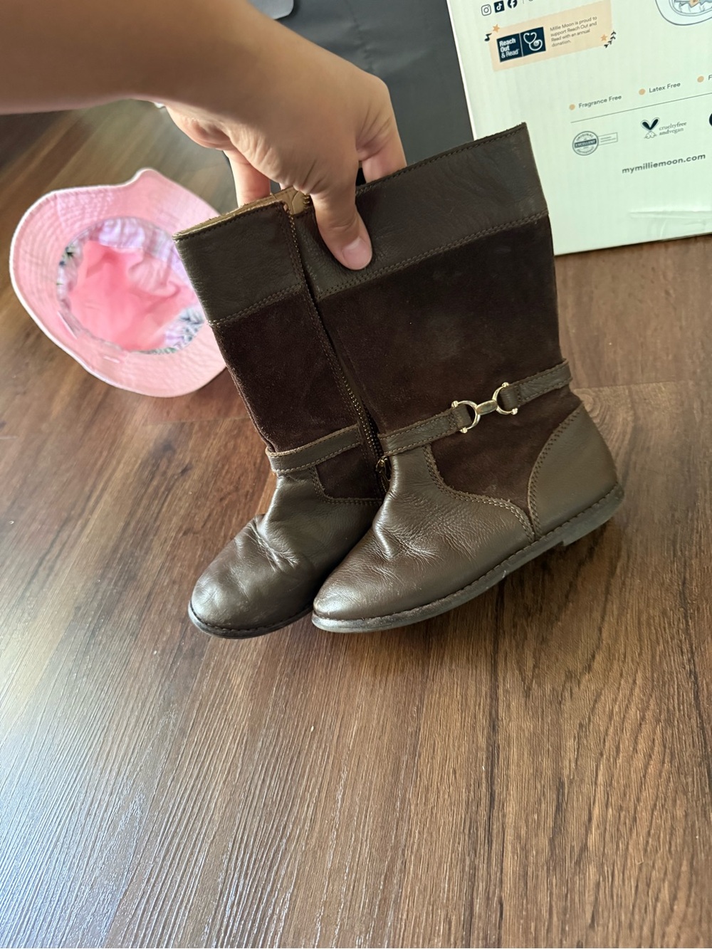 Janie and Jack Brown Leather & Suede Mid-Calf Boots